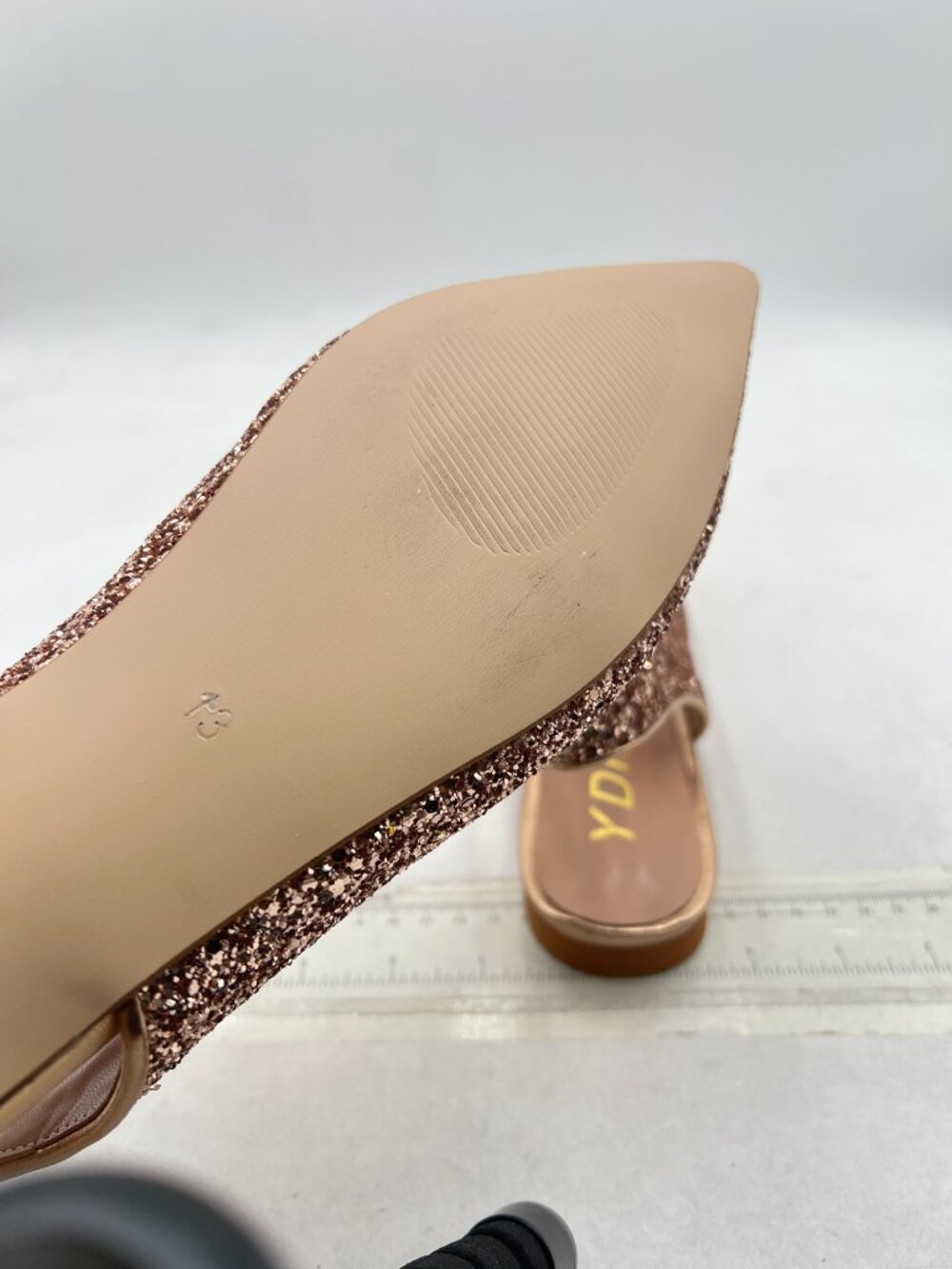 YDN Rose Gold Pointed Toe Slingback Low Heel Slide Sandals Slip Pump - Picture 6 of 8